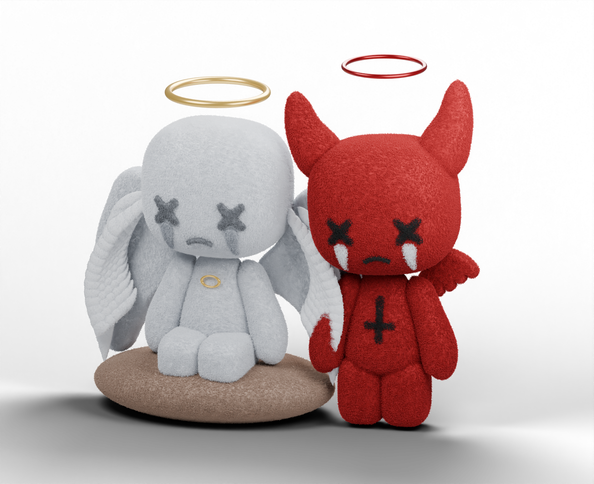 Ange et Démon se reposent ensemble, tout en bas de la page.